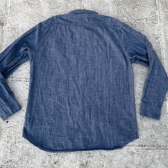 Attention Men Casual Shirt Button Up Blue Denim Long Sleeve Modern Fit Shirt Siz - Picture 6 of 9